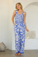 Cobalt-White Border Print Jumpsuit