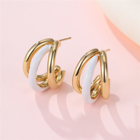 Black/Off White Triple Hoops