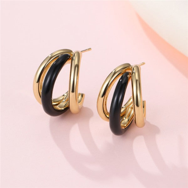 Black/Off White Triple Hoops