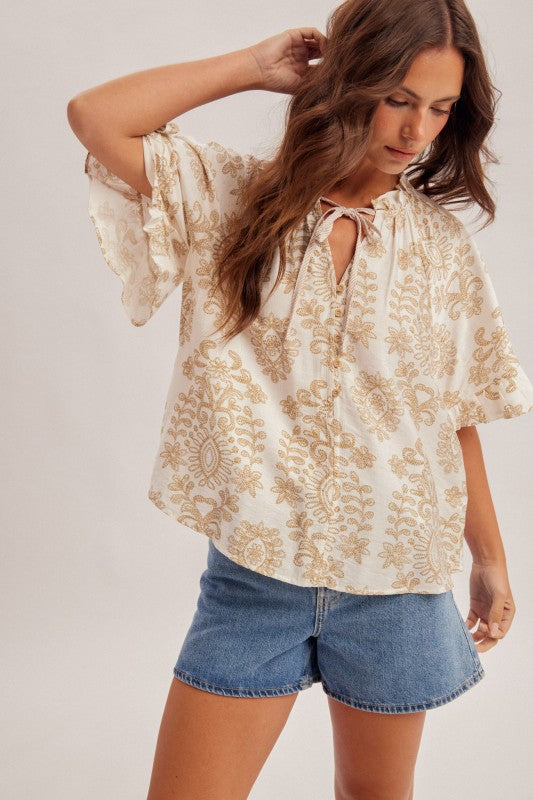 Black Bohemian Print Blouse