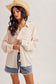 Taupe Mixed Striped Oversize Shirt