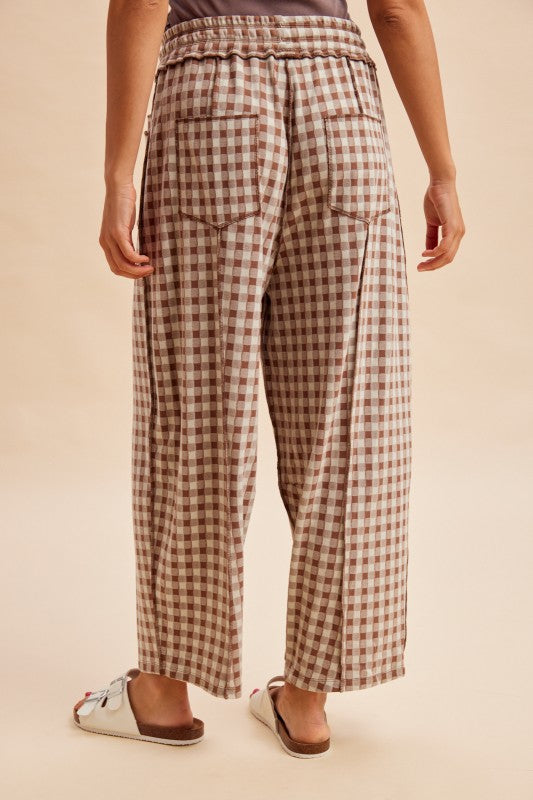 Black/Mocha Gingham Barrel Pants