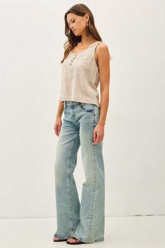Linen Almond Striped Tank