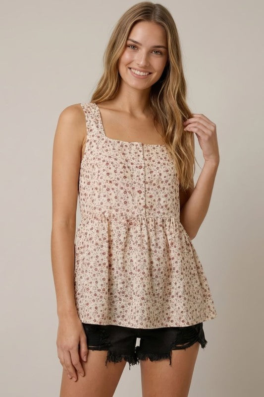 Ivory Red Ditsy Floral Babydoll
