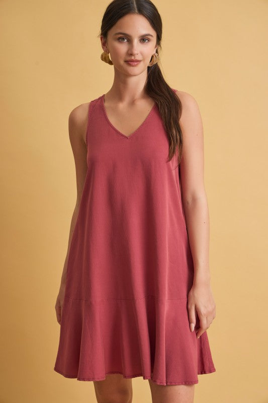 Terracotta Ruffle Hem Dress