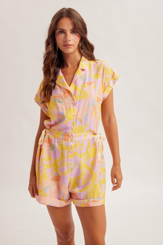 Summer's Floral Side Tie Romper