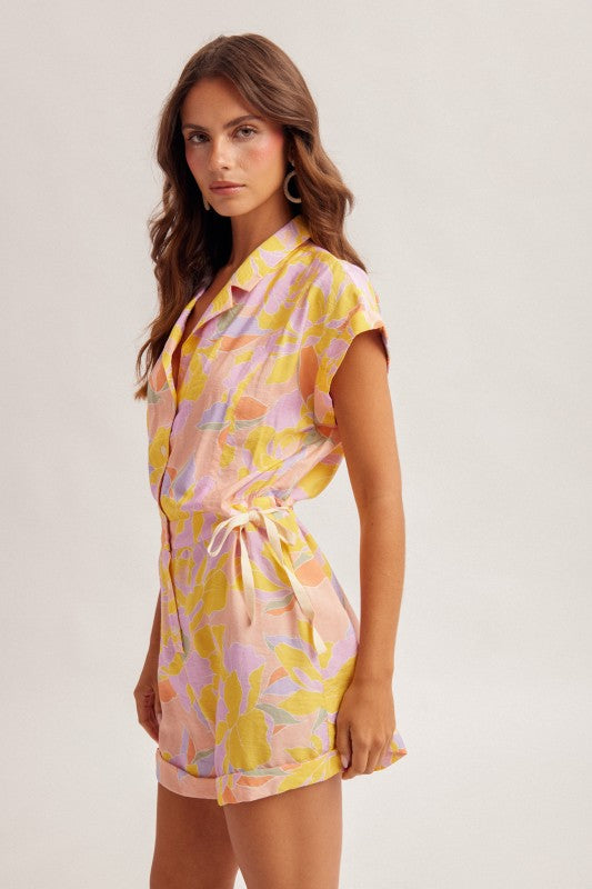 Summer's Floral Side Tie Romper