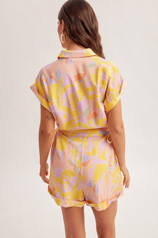 Summer's Floral Side Tie Romper