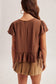 Brown Side Tie Ruffle Top