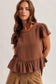 Brown Side Tie Ruffle Top