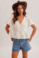 White V-Neck Flutter Top