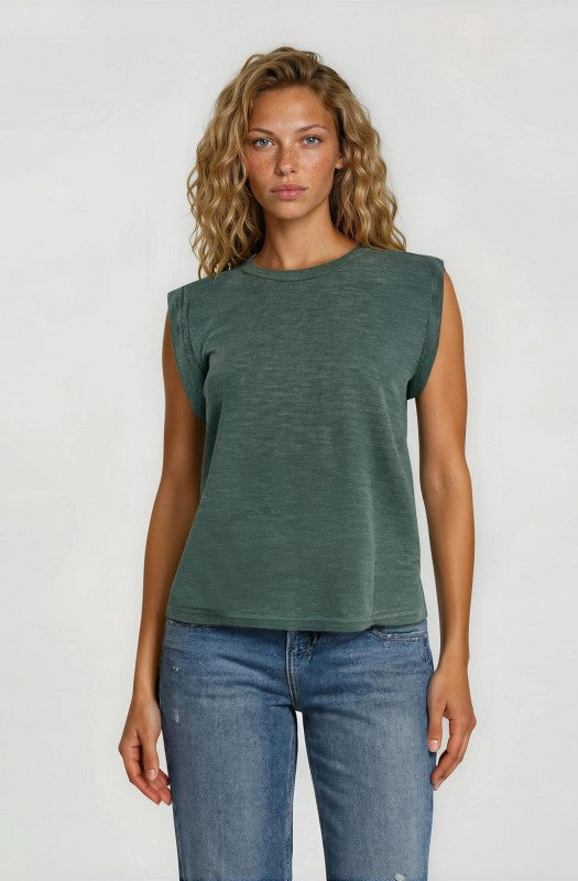 Hunter Green Banded Arm Top