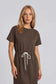 Brown Waist Tie Mini Dress