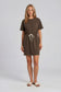 Brown Waist Tie Mini Dress
