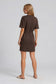 Brown Waist Tie Mini Dress