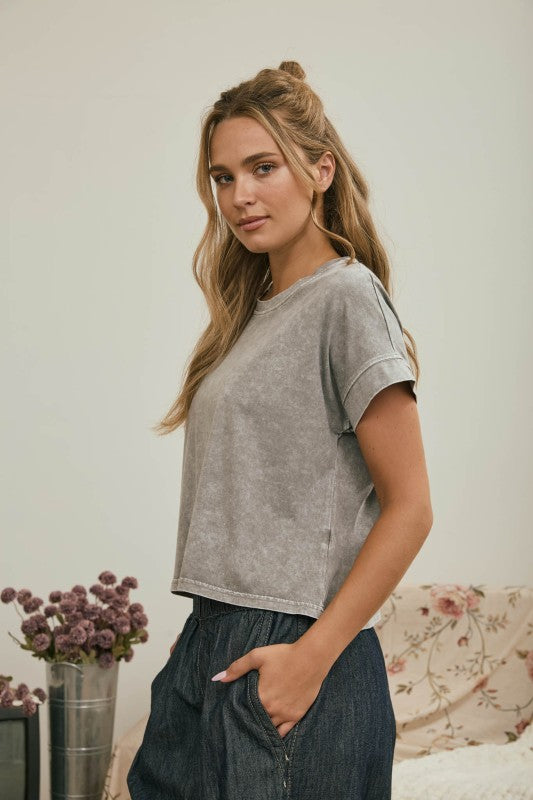 Grey/Cocoa Washed Tee