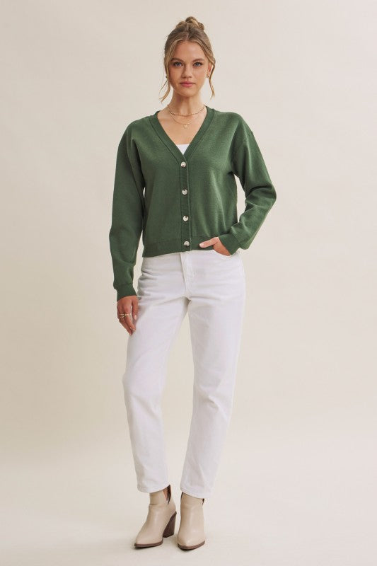 Forest Green Button Down Cardi