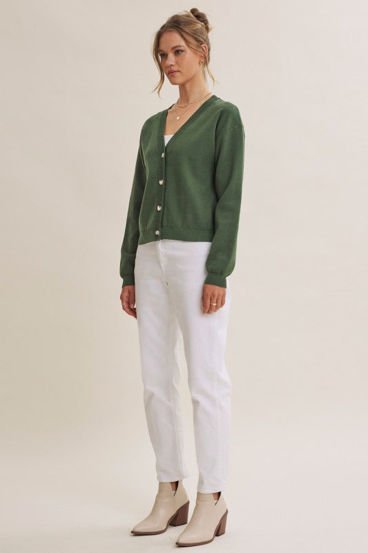 Forest Green Button Down Cardi