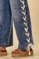 Mid Rise Lace Up Denim