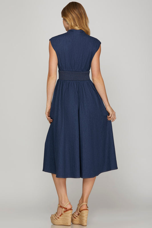 Mya Denim Blue Smocked Dress