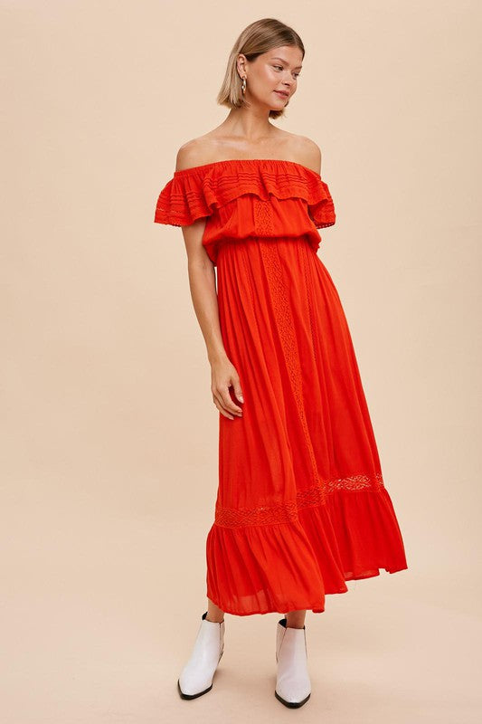 Chili Red OTS Dress