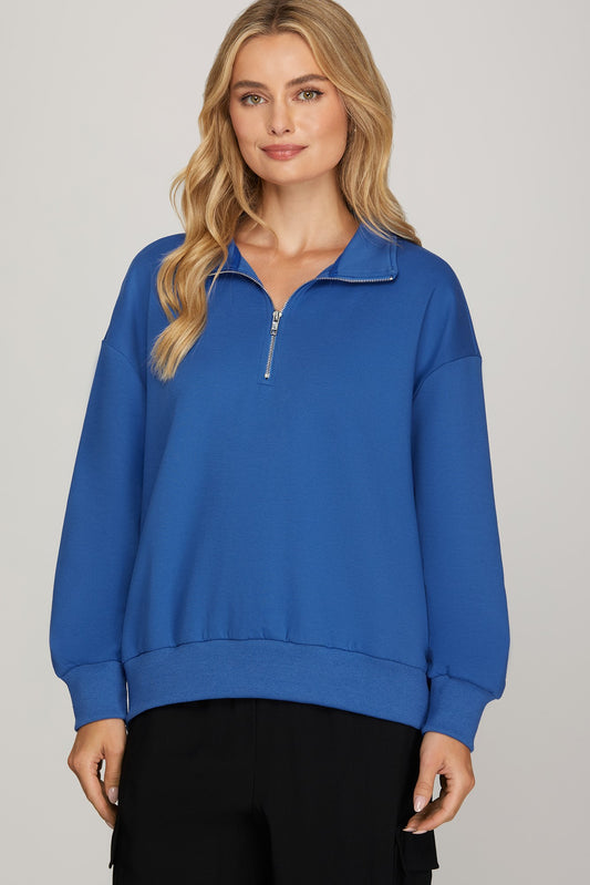 Royal Blue Half Zip Top