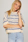Blue Striped Short Sleeve Sweater