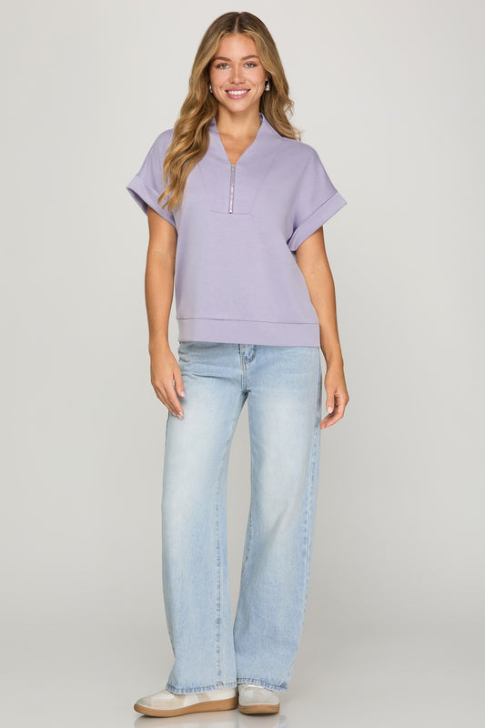 Lilac Half Zip Top