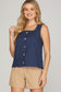 Black/Navy Chic Button Tank
