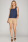 Black/Navy Chic Button Tank