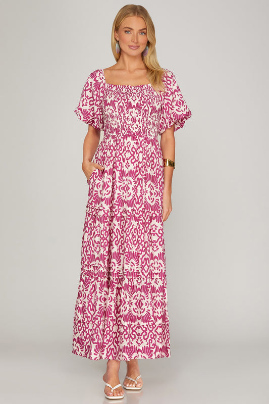 Fuchsia Print Maxi