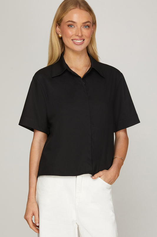 Black Button Down Essential