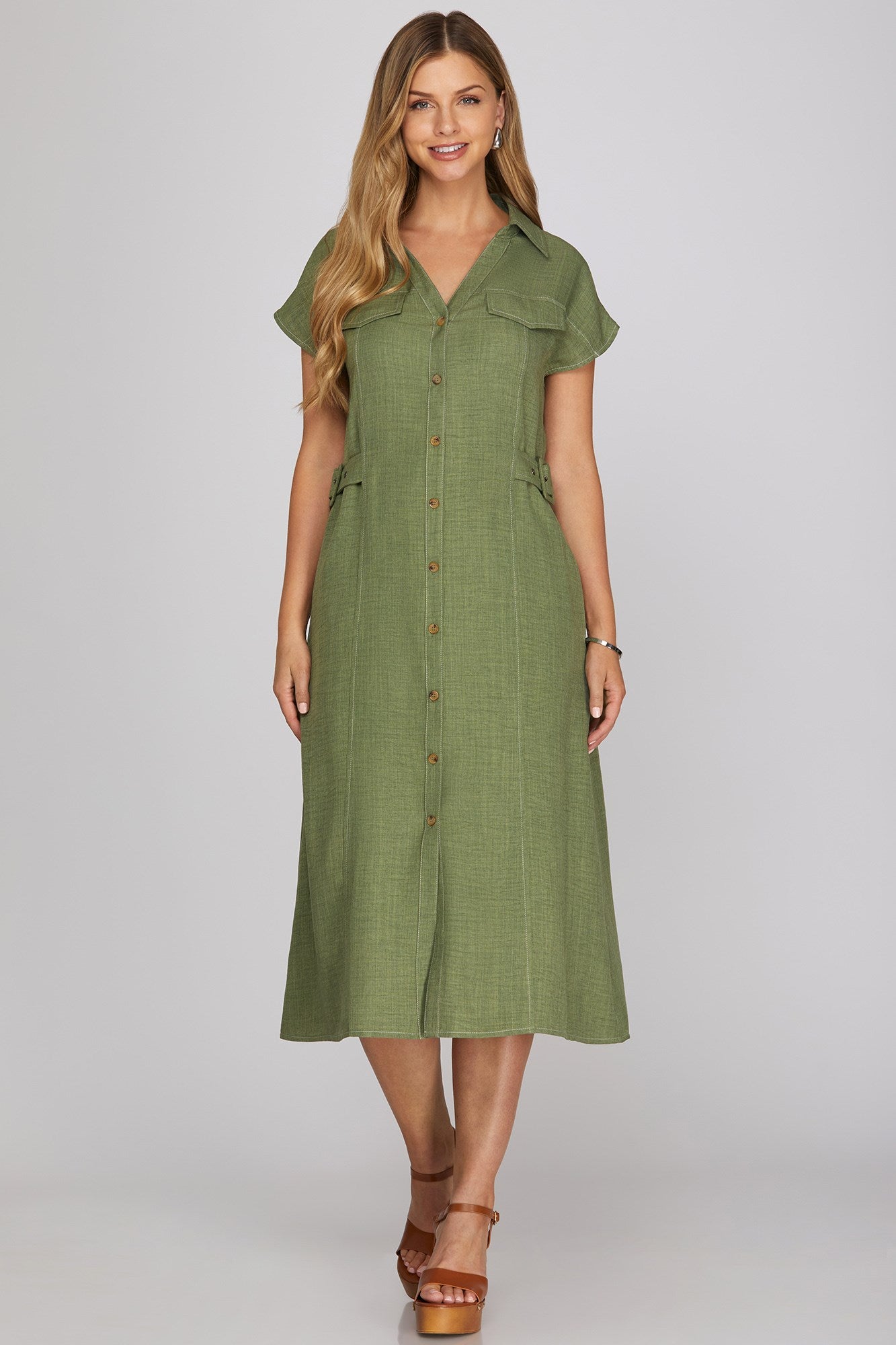 Olive Fall Midi Dress