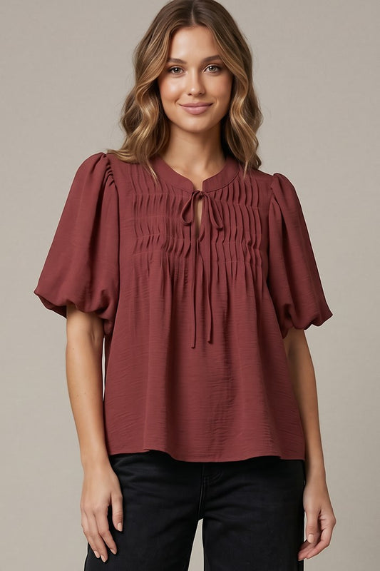 Dusty Mauve Pintuck Top