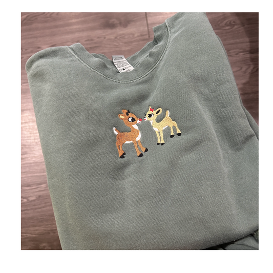 Holiday Reindeer Embroidered Top