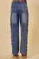 Mid Rise Lace Up Denim