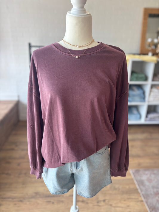 Maroon Crew Long Sleeve Top