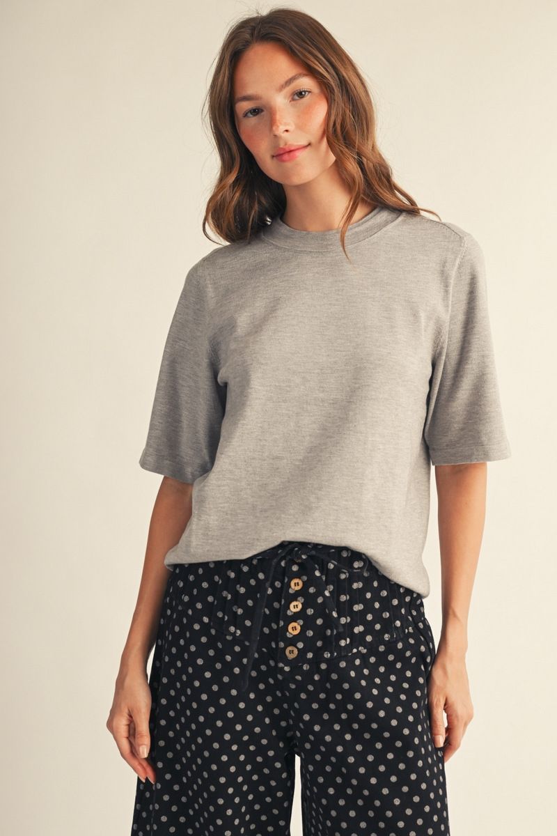 Grey Half Sleeve Sweater