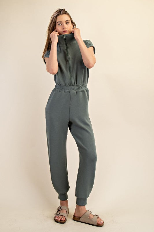 Sage Leaf Scuba Jumpsuit