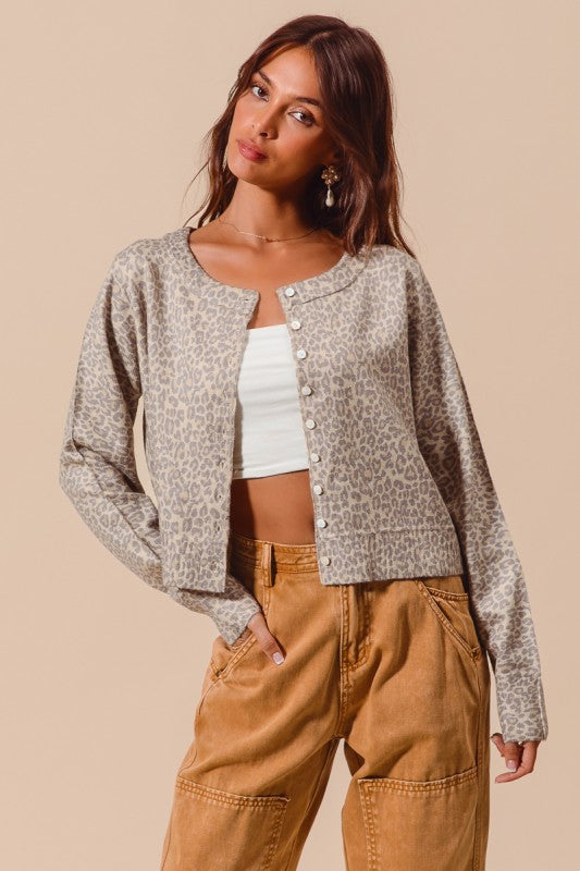 Vintage Oatmeal Leopard Top