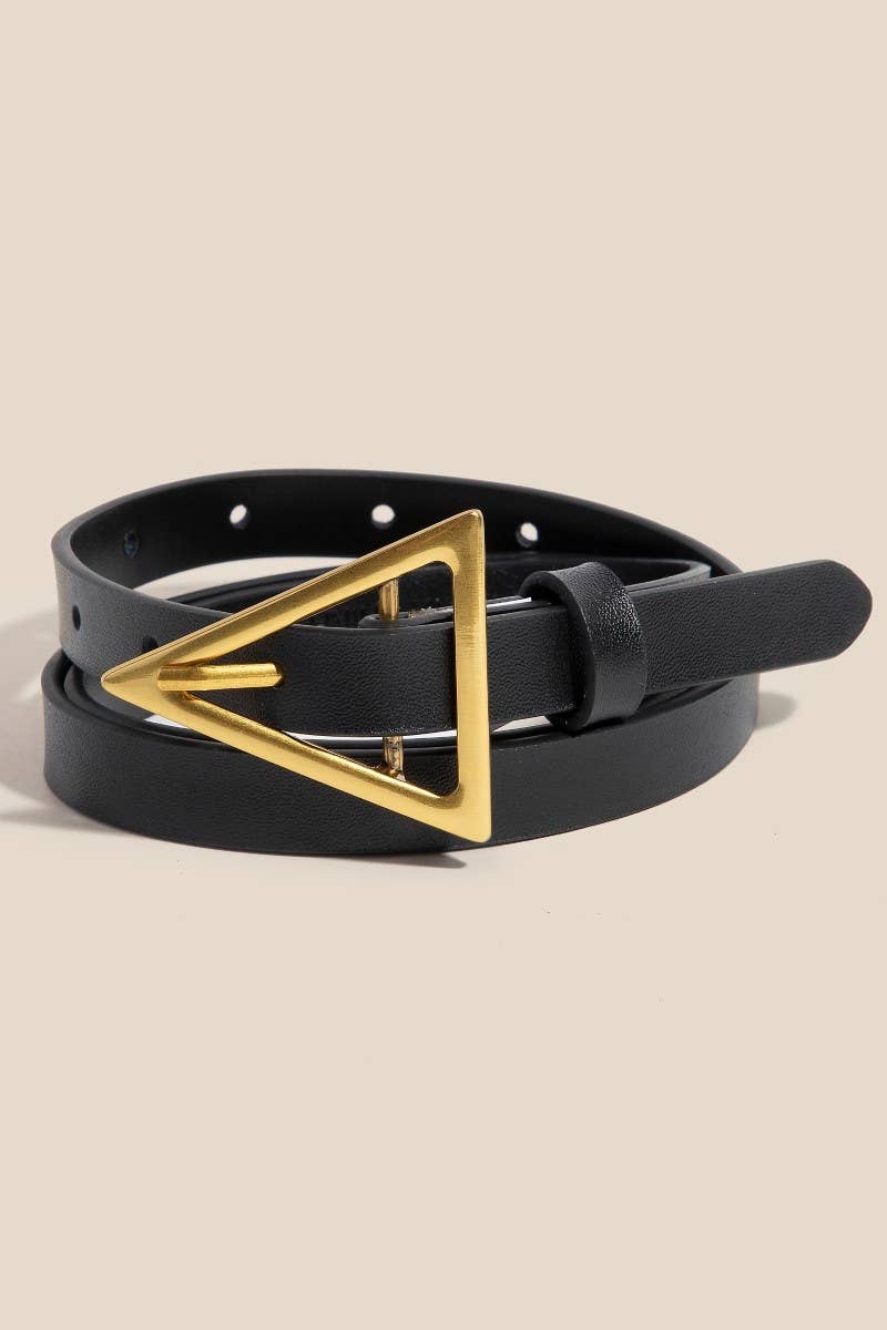 Triangle Buckle Leather Belt