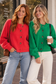 Green Textured Button Front Cardigan Sweater