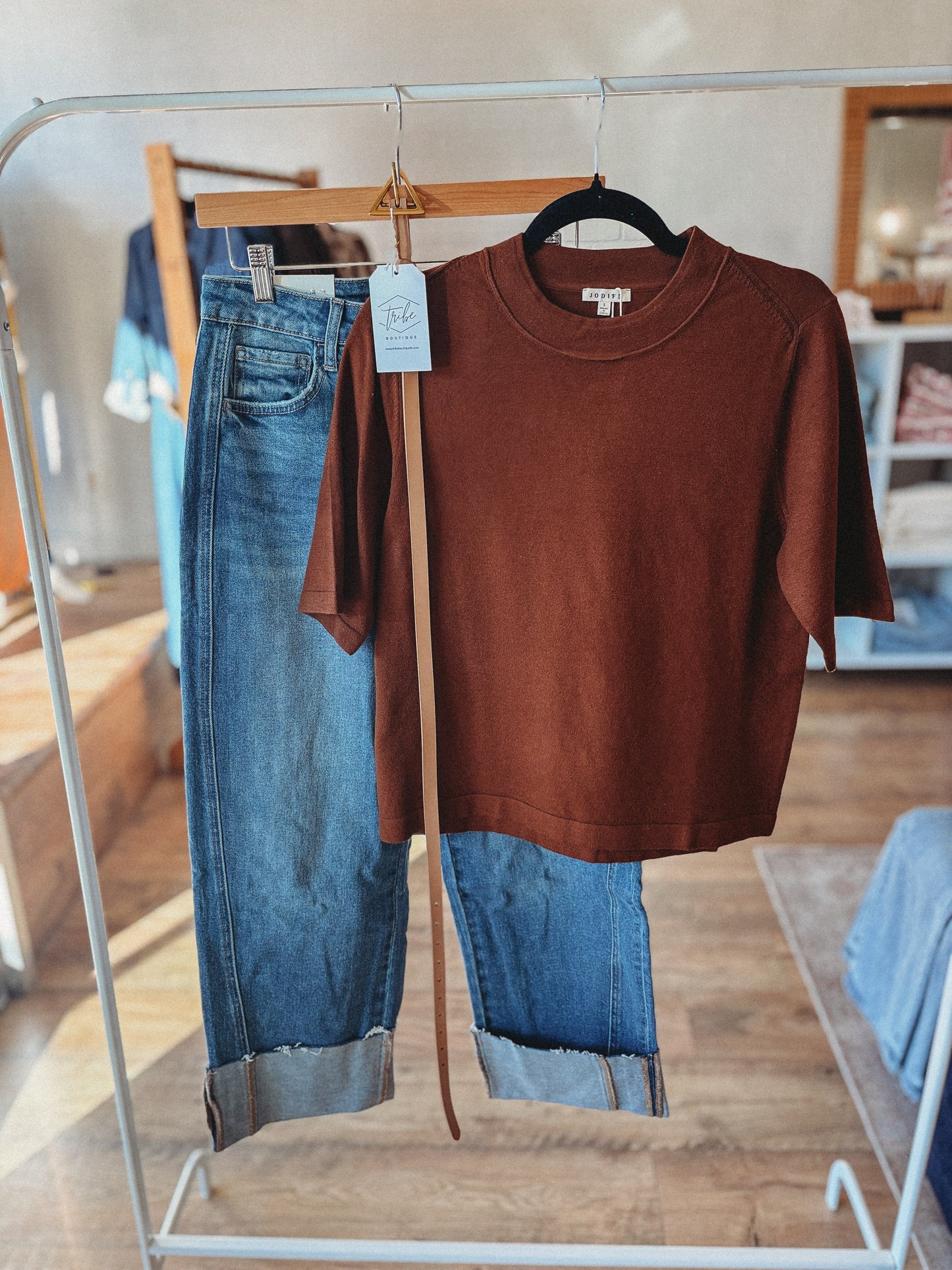 Brown Half-Sleeve Sweater