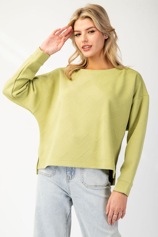 Black/Avocado Textured Pullover