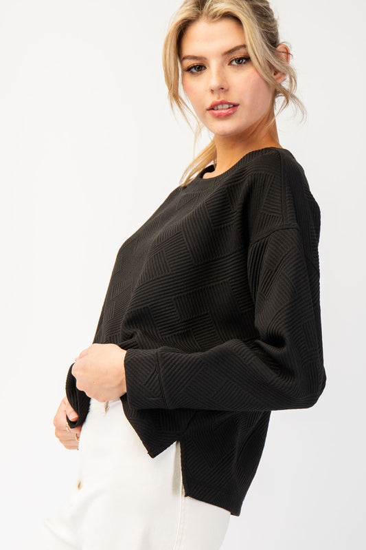 Black/Avocado Textured Pullover