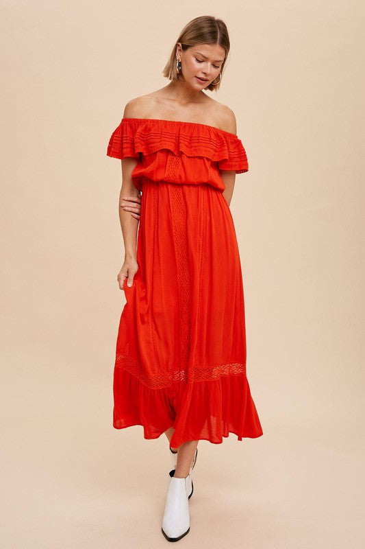 Chili Red OTS Dress