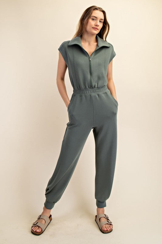 Sage Leaf Scuba Jumpsuit