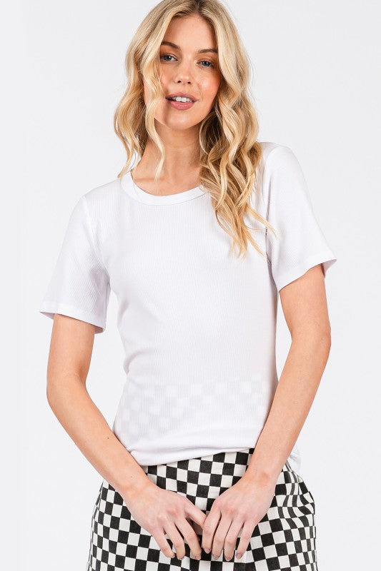Off-White Ribbed Basic Tee