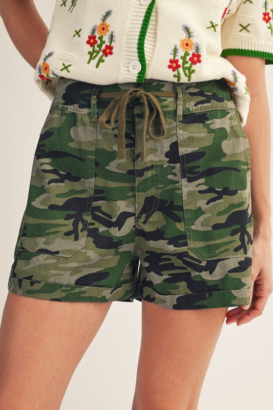 Drawstring Camo Shorts