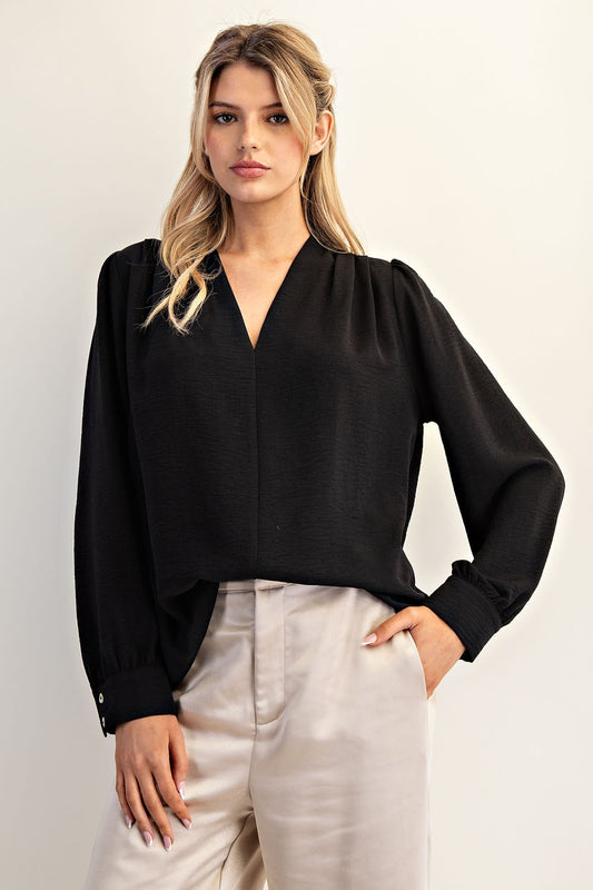 Black Cuffed VNeck
